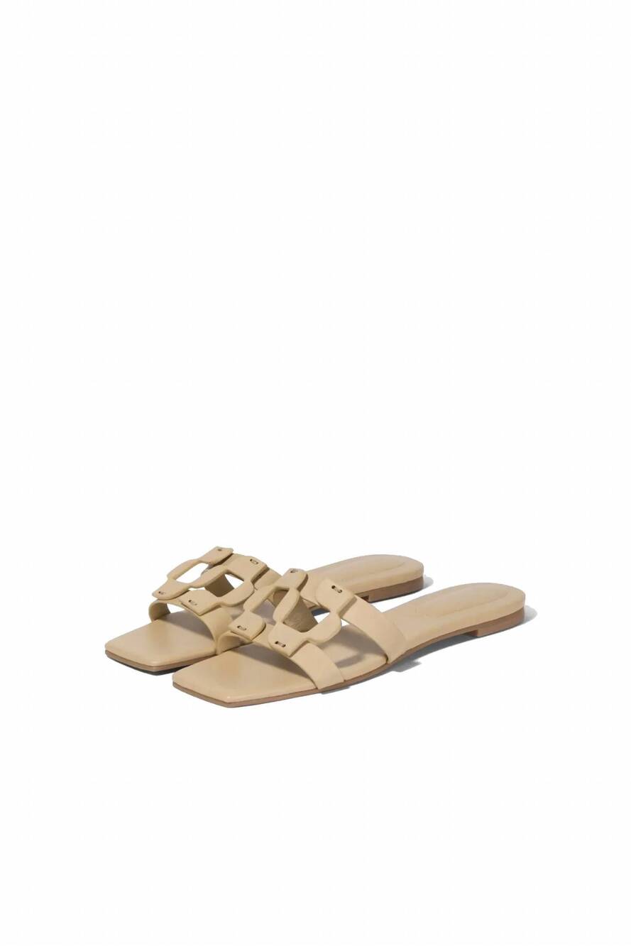 NEW SIMKHAI women's monogram flat slide in camel